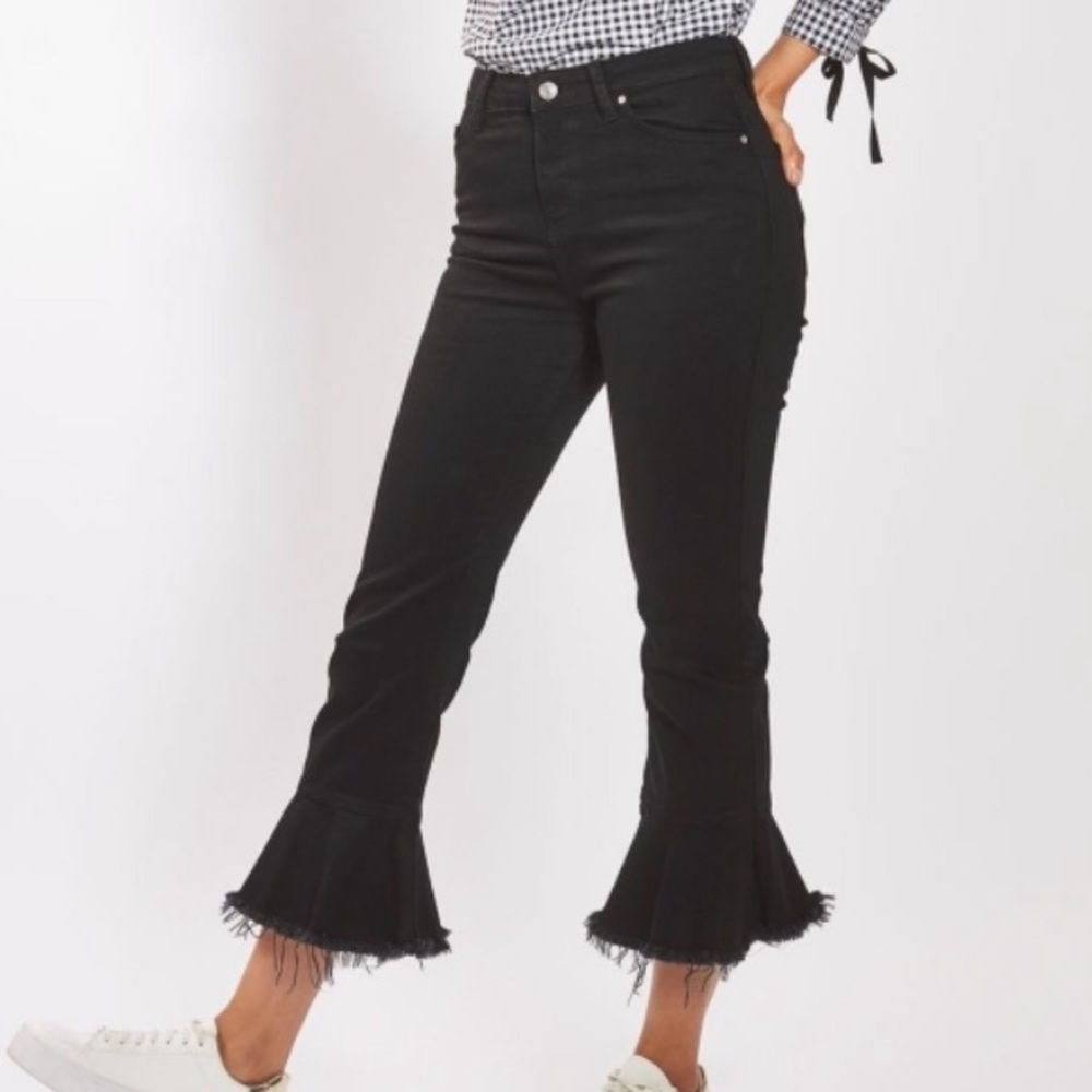 Topshop Frill Hem Kick Flare Jeans